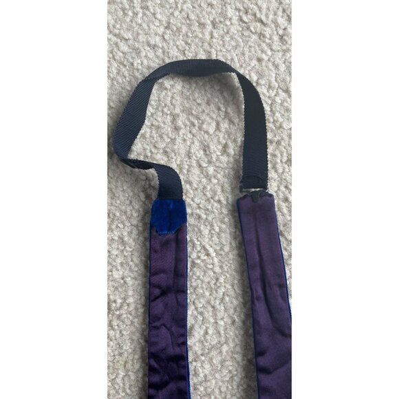 Vintage Classic Brilliant Royal Blue Self Tie Formal Velvet Bowtie Satin Lining - Picture 6 of 6